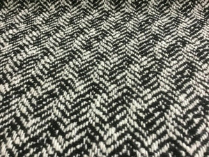 New High Class Heavy White Black Herringbone Wool Boucle Fabric 59" 151 cm
