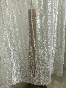 NEW High Class Designer Iced White Bridal Border Floral Pearl Lace Fabric 47”