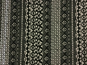 NEW High Class Designer Multi Border Jet Black Lace Fabric 56"144cm In Fashion K