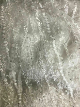 Load image into Gallery viewer, NEW High Class Designer Iced White Bridal Border Floral Pearl Lace Fabric 47”