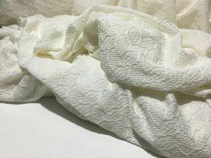 New High Class Designer Embossed Ivory Cream Stretch Jacquard Lace Fabric Dress