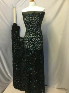 New High Class Designer Bottle Green Heavy Sequins Lace Fabric 59'' Party Dress