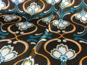 NEW Gorgeous High Class Designer Multicoloured Classic Floral Satin Print Fabric