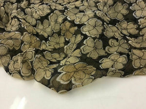 NEW Italian 100% Silk Crinkle Chiffon Floral Print Fabric 53" 136 cm Dress Scarf