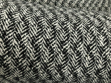 Load image into Gallery viewer, New High Class Heavy Off White Black Herringbone Wool Boucle Fabric 59&quot; 151 cm