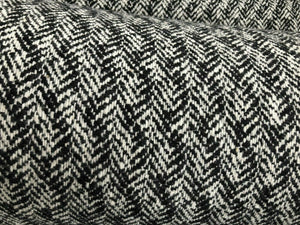 New High Class Heavy Off White Black Herringbone Wool Boucle Fabric 59" 151 cm