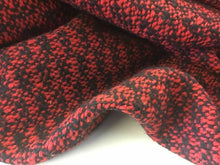 Load image into Gallery viewer, NEW Red / Black Colour Wool Boucle Fabric 156cm As Seen Online Designers Images