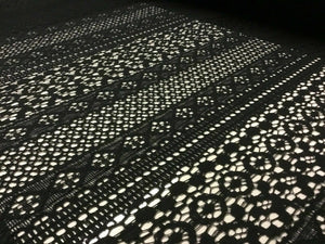 NEW High Class Designer Multi Border Jet Black Lace Fabric 56"144cm In Fashion K