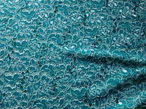 NEW Sea Green Colour Ivory Corded Stretch Lace Fabric Sea Green Sequins Bling It