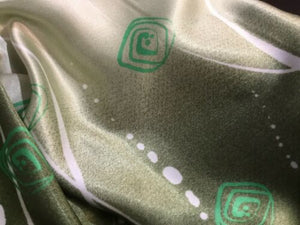 New High Class Designer Silky Satin Border Greek Ocean Print Fabric 44" 112 cm
