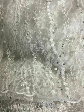 Load image into Gallery viewer, NEW High Class Designer Iced White Bridal Border Floral Pearl Lace Fabric 47”