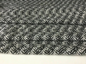 New High Class Heavy White Black Herringbone Wool Boucle Fabric 59" 151 cm