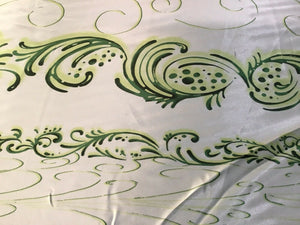 NEW High Class Designer Italian Greens Nature Satin Print Fabric Art Material
