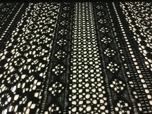 NEW High Class Designer Multi Border Jet Black Lace Fabric 56"144cm In Fashion K