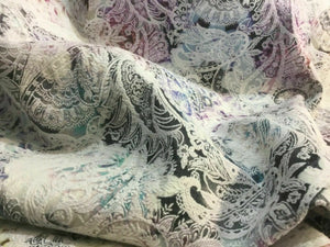 New High Class Multicolored Embossed Paisley Floral Jacquard Brocade Fabric