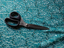 Load image into Gallery viewer, NEW Sea Green Colour Ivory Corded Stretch Lace Fabric Sea Green Sequins Bling It