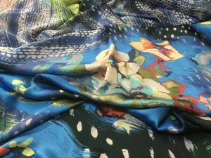 New High Class Designer Floral Satin Print Fabric Dress As Seen Online Catwalk