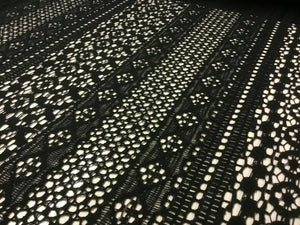 NEW High Class Designer Multi Border Jet Black Lace Fabric 56"144cm In Fashion K