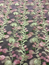 Load image into Gallery viewer, NEW High Class Designer Multi Colour Pearl Floral Border Lace Fabric 54” 139 cm