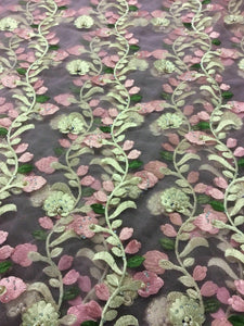 NEW High Class Designer Multi Colour Pearl Floral Border Lace Fabric 54” 139 cm