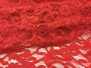 New High Class Designer Red Stretch Floral Corded Lace Fabric 57’’ 145 cm
