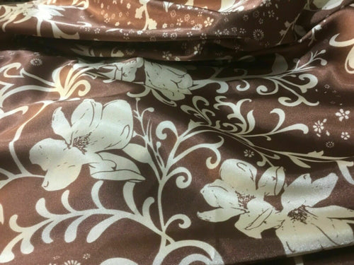 New Gorgeous High Class Designer Floral Satin Print Fabric Art Dress Garment