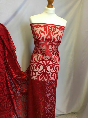 NEW Gorgeous Designer Red Burnout Lace Fabric 56” 144 cm Very Valentino