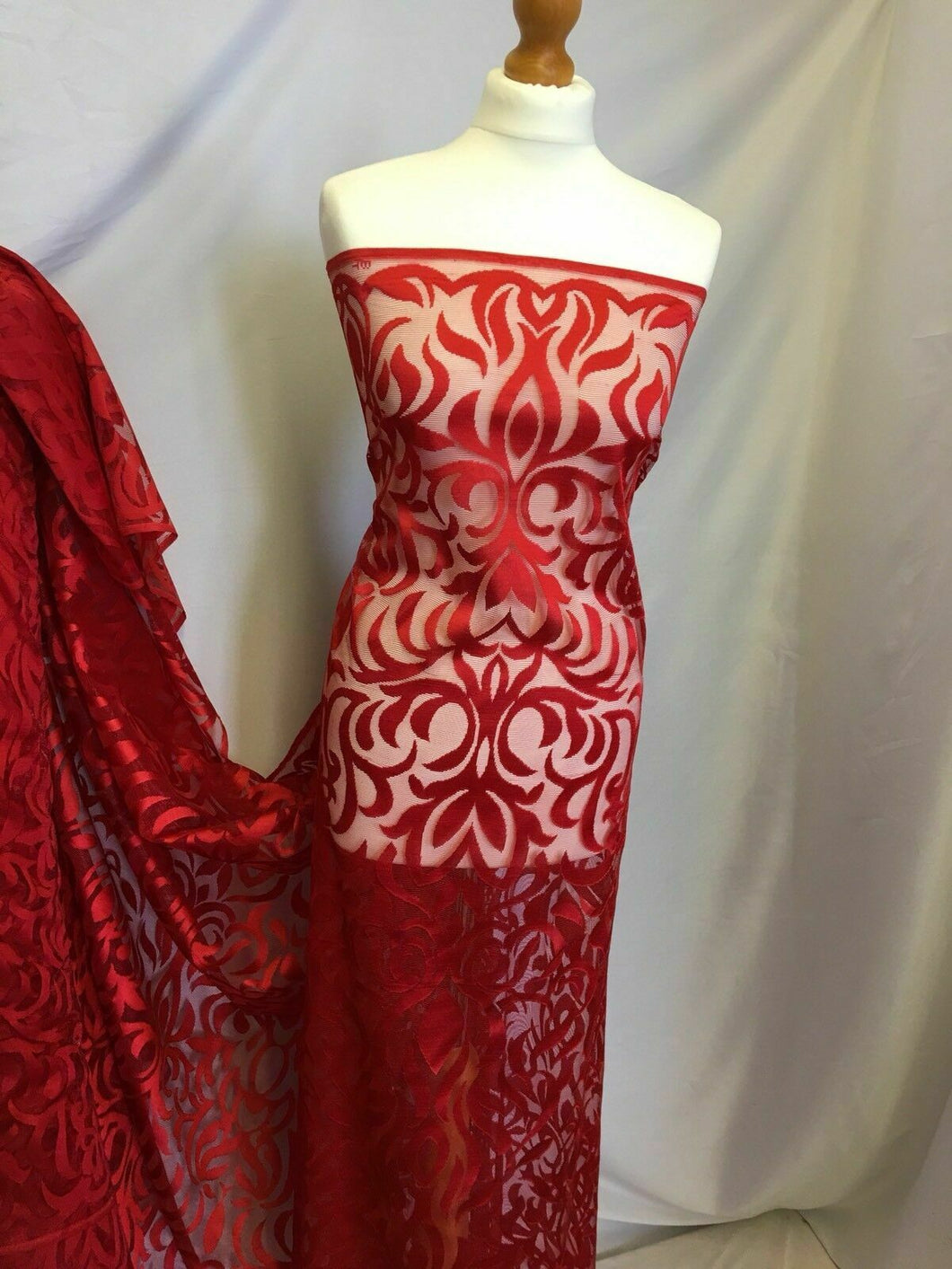 NEW Gorgeous Designer Red Burnout Lace Fabric 56” 144 cm Very Valentino