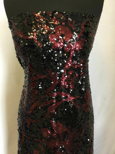 NEW High Class Designer Multicolored Heavy Sequins Floral Lace Fabric 58''