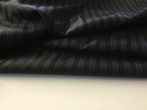 New Jet Black Designer Self Wide Stripe Jacquard Lining Fabric 62