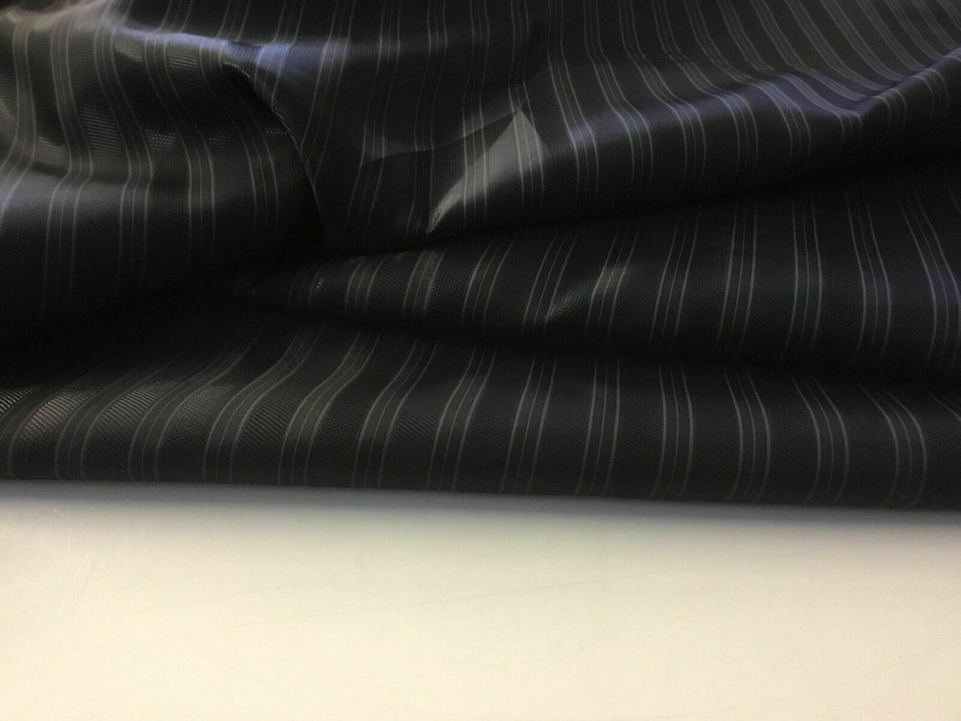 New Jet Black Designer Self Wide Stripe Jacquard Lining Fabric 62