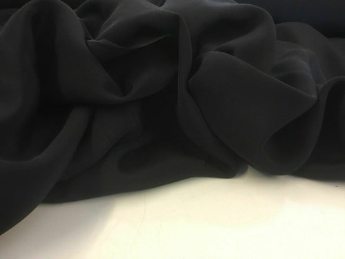 New Jet Black Pure Silk Marocain Crepe Fabric For Per 0.5 1/2 Metre Morocain