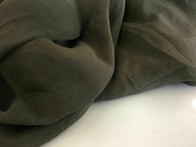 Load image into Gallery viewer, NEW French 100% Silk Khaki Green Crinkle Chiffon Fabric 55&quot; 139 cm Scarf Lady