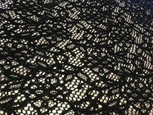 Load image into Gallery viewer, NEW Jet Black Stretch Crochet Floral Lace Fabric 63&quot; 161cm Cloth Dress Material