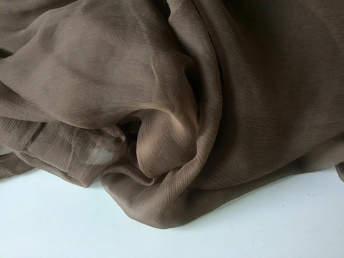 NEW French 100% Silk Brown Crinkle Chiffon Fabric 55