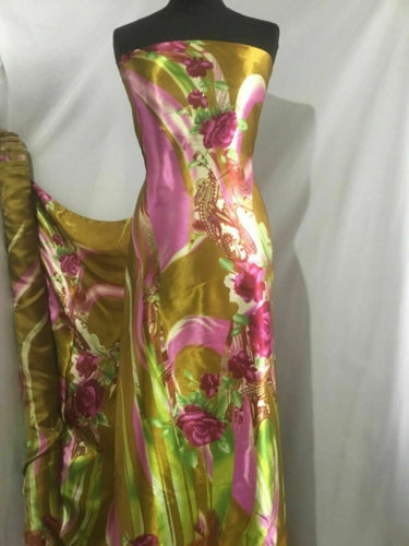 New Fabulous Designer Soft Floral Satin Print Fabric 57''145cm Dress Art Garment