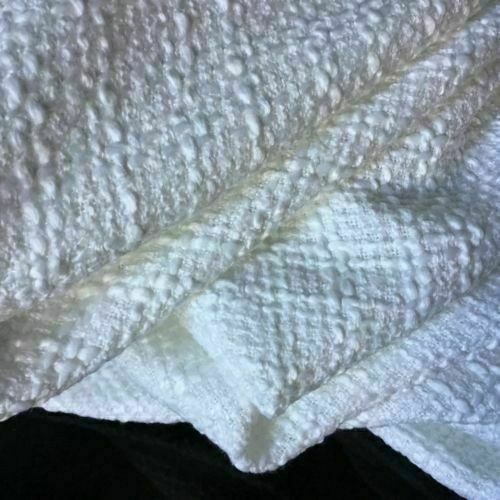 NEW Designer White Colour Wool Boucle Fabric 60