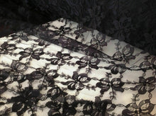 Load image into Gallery viewer, Beautiful Black Stretch Floral Lace Fabric 52&quot; 133 cm Lace In Fashion Magazine