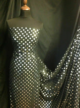 Load image into Gallery viewer, Beautiful Black Chiffon With Silver Polka Dot Spots Fabric 148 cm 58&quot; Dress Art