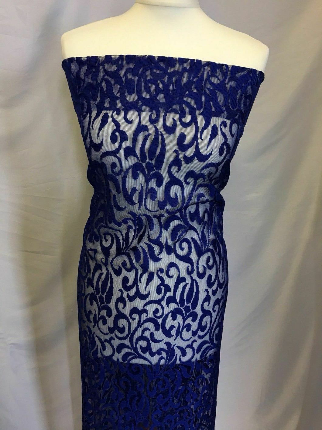 NEW Gorgeous Designer Royal Blue Burnout Lace Fabric 42” 108 cm Material