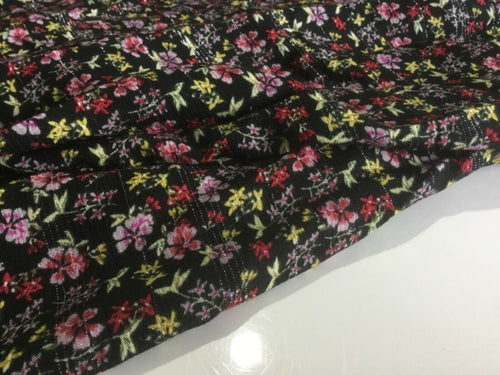 NEW High Class Designer Lurex Floral Viscose Print Fabric 50” 129cm Material