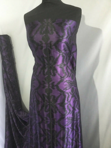 NEW Designer Purple Black colour Silky Soft Satin Abstract Print Fabric 58''148c