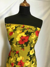 Load image into Gallery viewer, NEW Designer Multicolored Stretch Peach Crepe Leaf Floral Print Fabric Dress