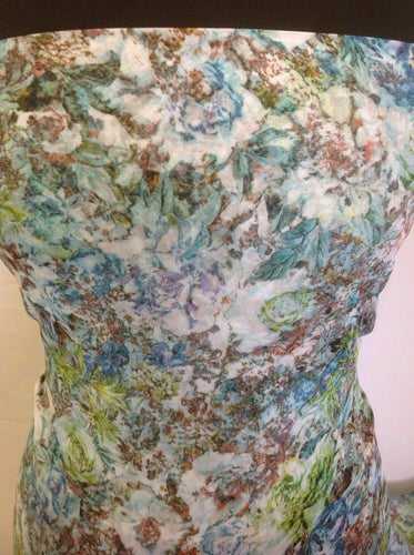NEW Designer Multicolored Chiffon Leaf Floral Print Fabric 57