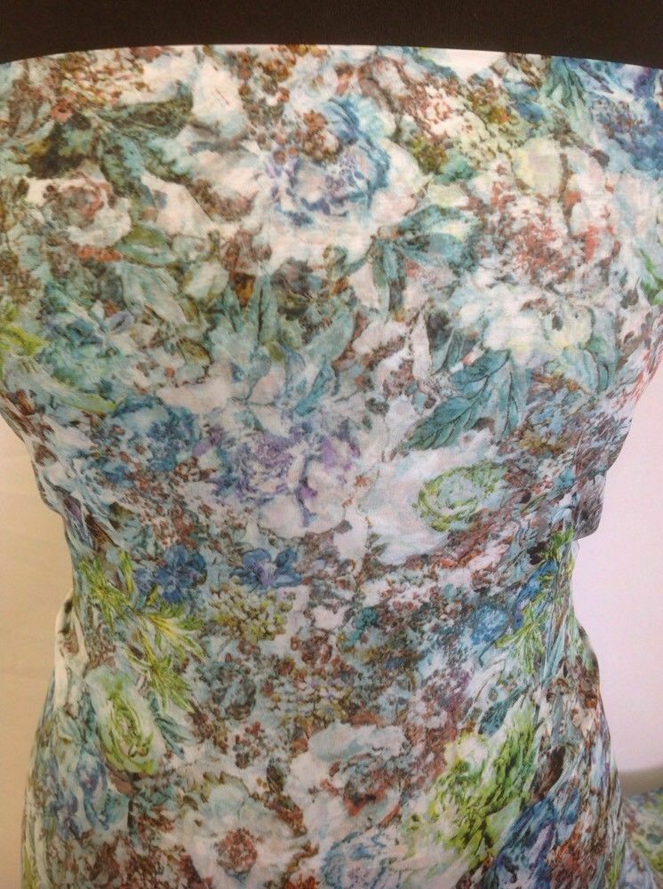 NEW Designer Multicolored Chiffon Leaf Floral Print Fabric 57