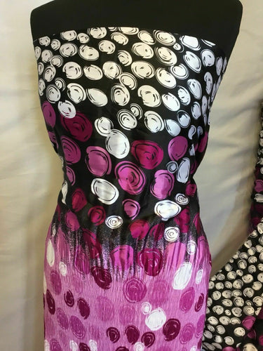 NEW Designer Multicoloured Silky Soft Satin Swirl Print Rushed Pleated Fabric