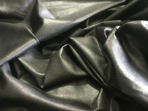 NEW Designer Jet Black Wet Look Stretch Like Leather Fabric  57’’147 cm Material