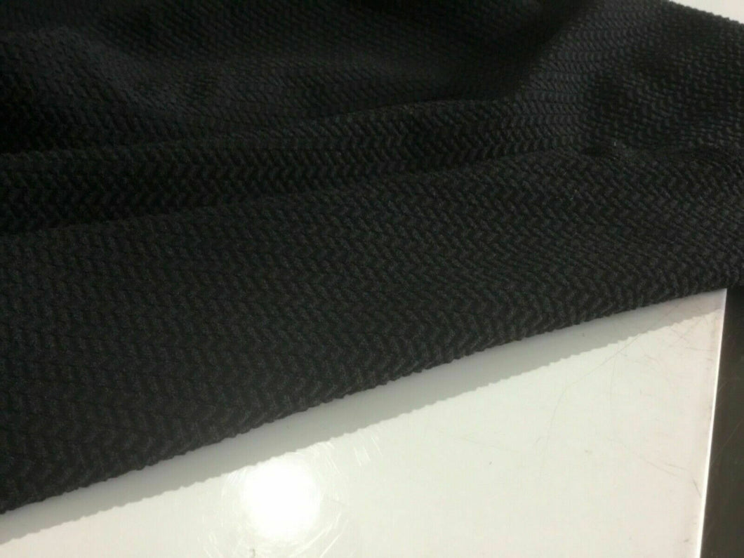 NEW Designer Jet Black Stretch Jacquard Crepe Jersey Fabric 50” 127 cm Material