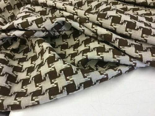 NEW Designer Natural/Brown Linen Dogtooth Suiting Fabric 60