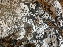 Load image into Gallery viewer, NEW Designer Ivory Black Stretch Floral Lace Fabric 62&quot; 160cm Rachael Dress Trim